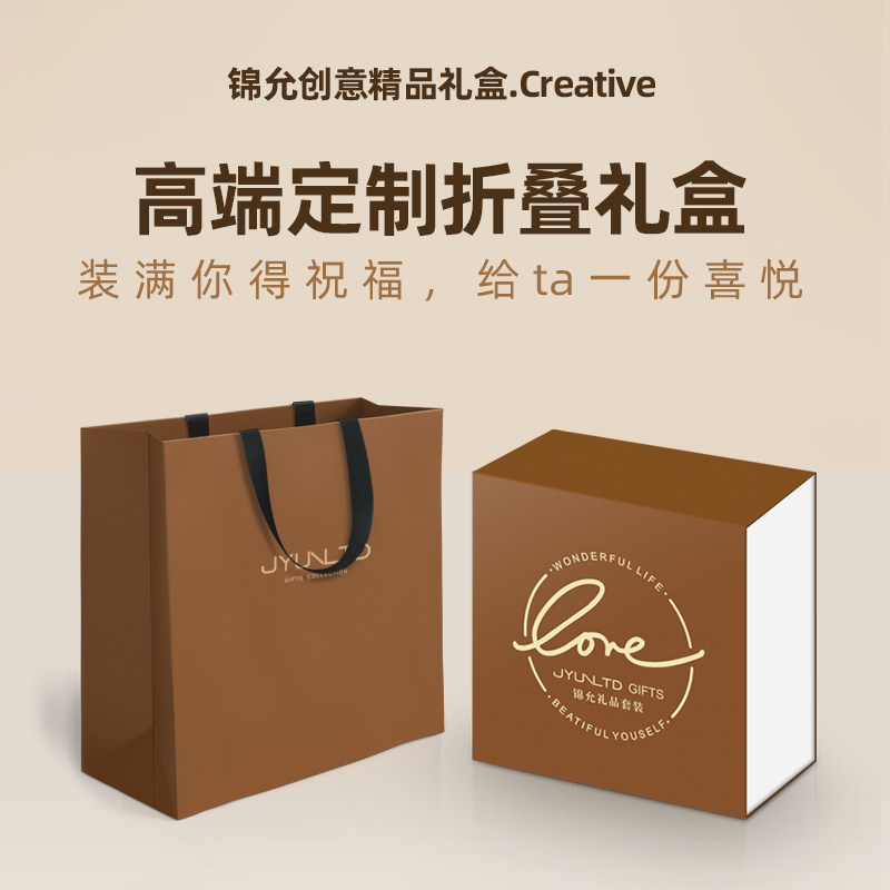 折叠式礼盒礼品盒现货可加印logo外贸服饰包包美容仪器一片式翻盖包装盒图