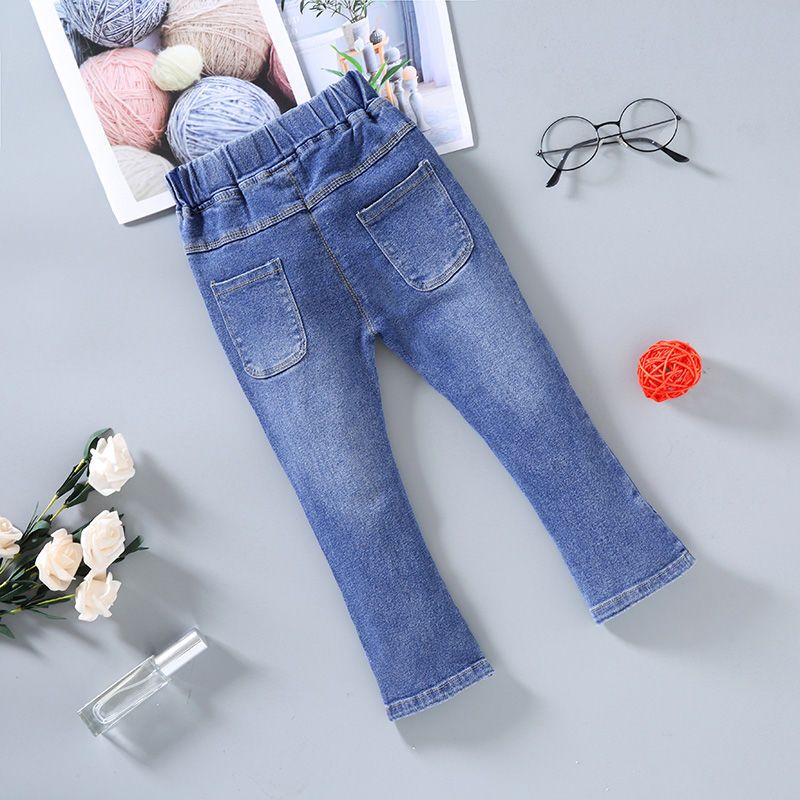 New trendy stretch jeans for girls in spring and autumn, flared pants for girls, stylish and casual long pants for children Item Picture