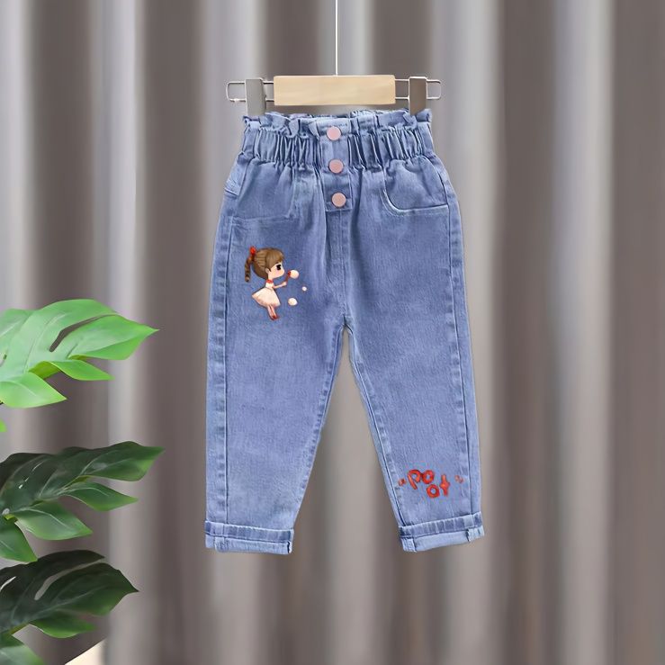 Spring and autumn Korean children's clothing for girls, fashionable jeans, small and medium-sized children's long pants, new spring children's clothing detail image 6