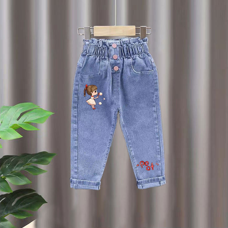 Spring and autumn Korean children's clothing for girls, fashionable jeans, small and medium-sized children's long pants, new spring children's clothing detail image 2
