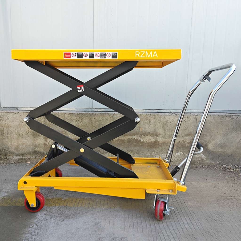 Hydraulic lifting platform truck, mobile scissor folding mold loading and unloading vehicle, small foot-operated hand-pushed logistics trolley, 150kg/300kg/500kg details Picture