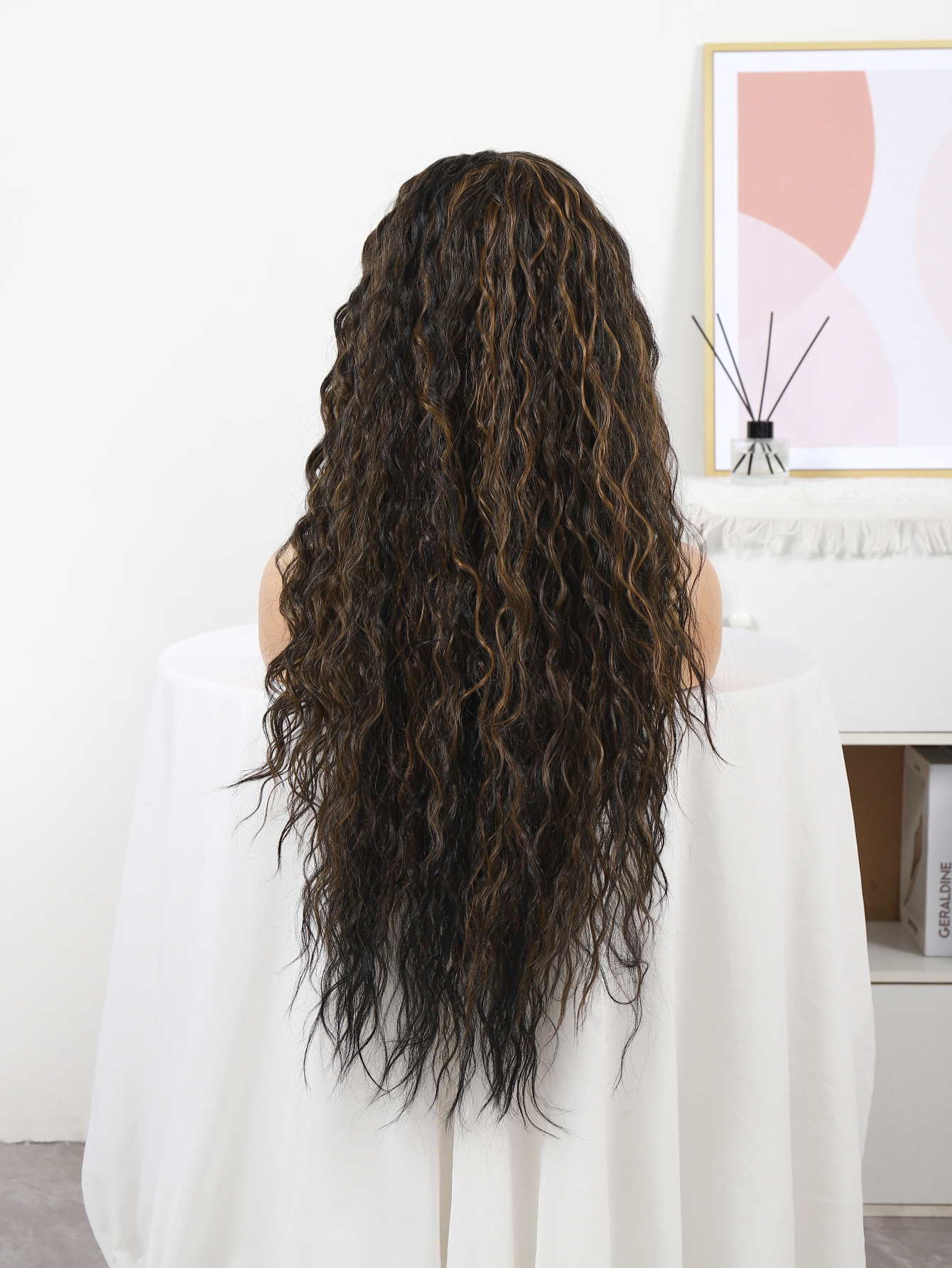 Amazon burst estilo negro marrón curly onda como espuma facial alta temperatura peluca de seda 360 lace wigs vendedor Item Picture