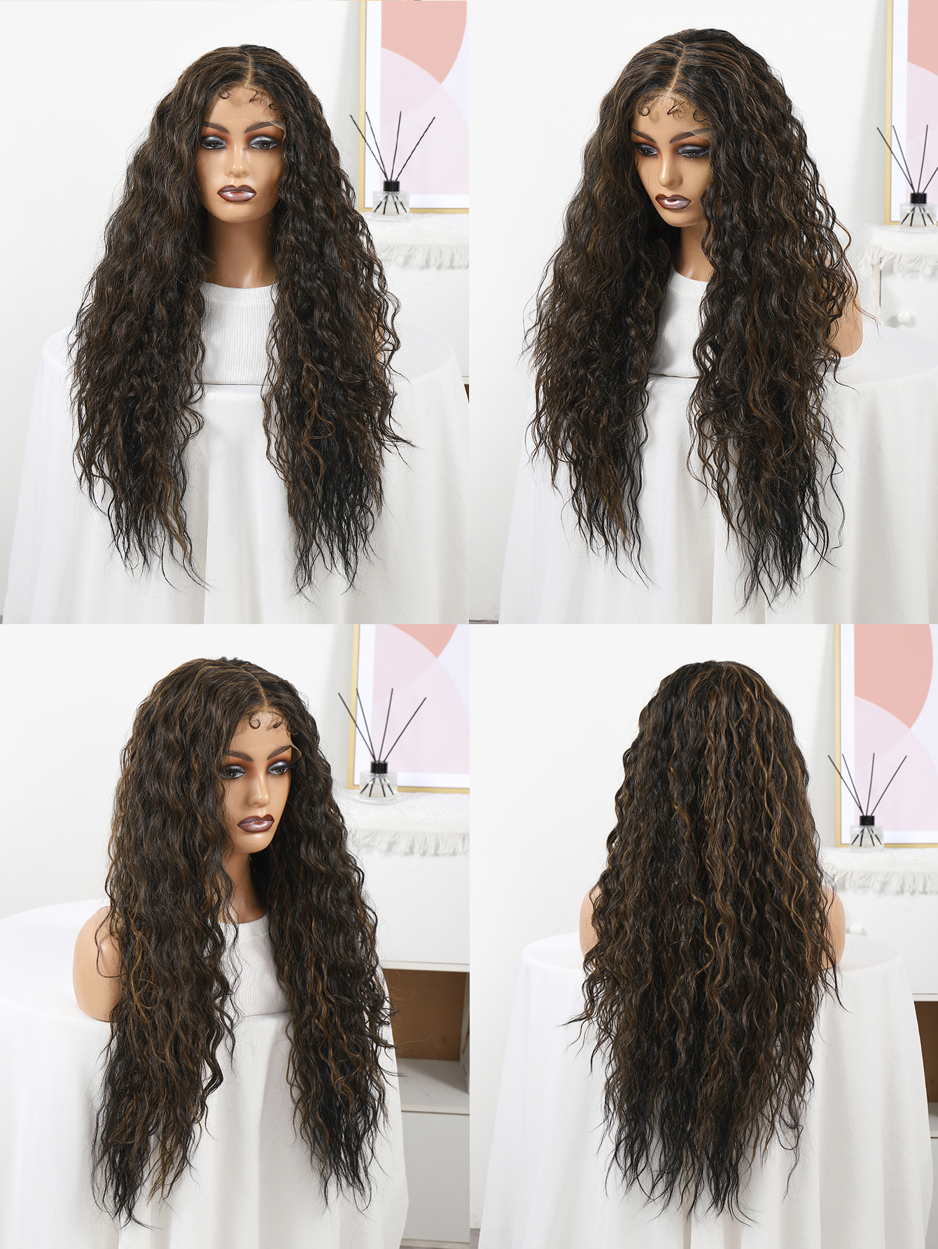 Amazon burst estilo negro marrón curly onda como espuma facial alta temperatura peluca de seda 360 lace wigs vendedor