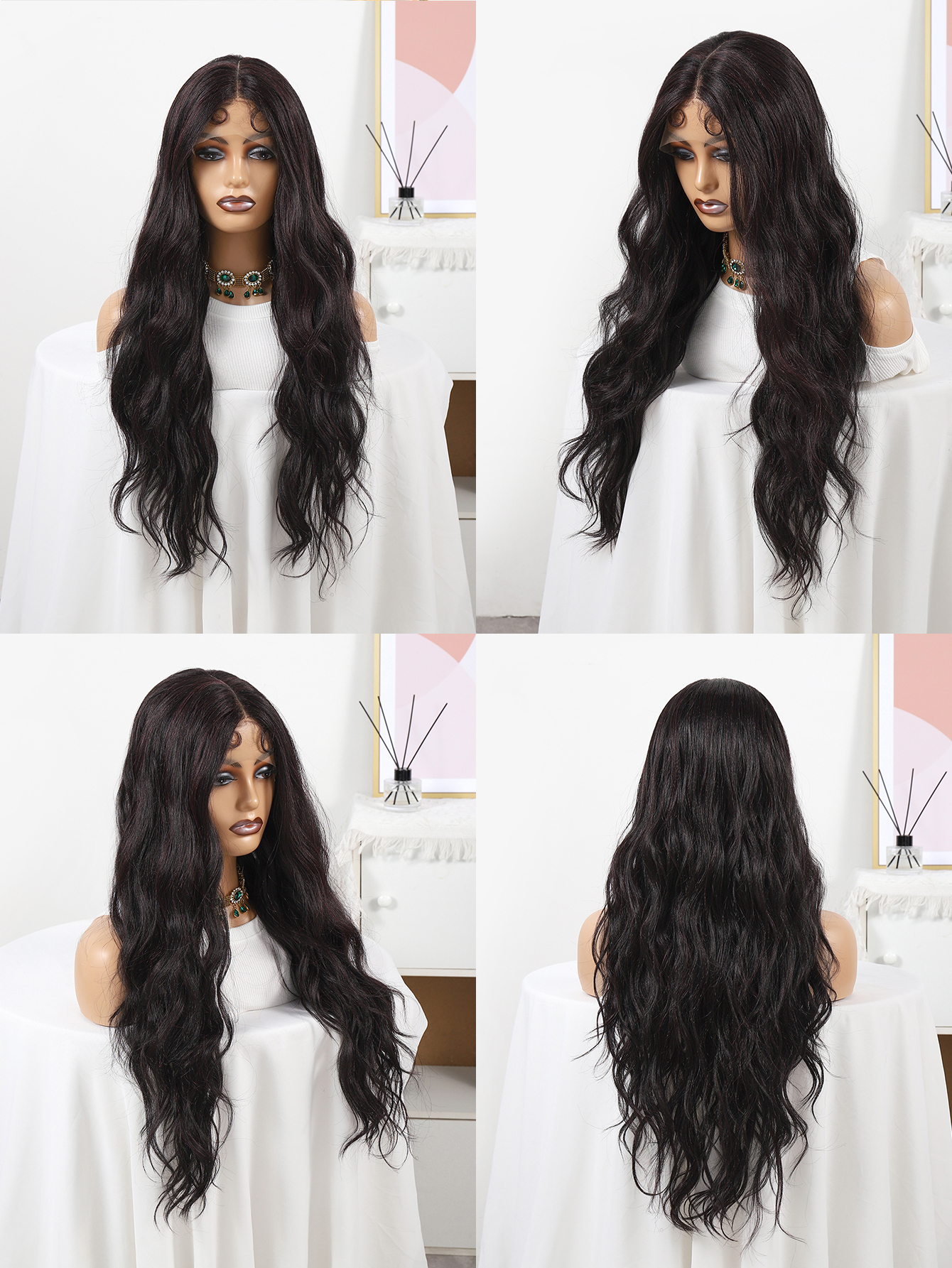 亚马逊爆款黑红色浪头套高温丝假发360 lace wigs vendor  