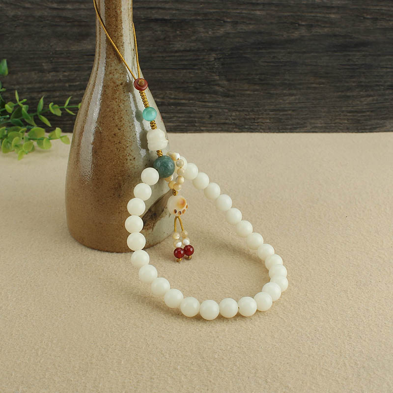 中国风白玉菩提/手机链挂件/跑环防丢挂饰/猫爪手腕挂绳/中国风挂饰品细节图