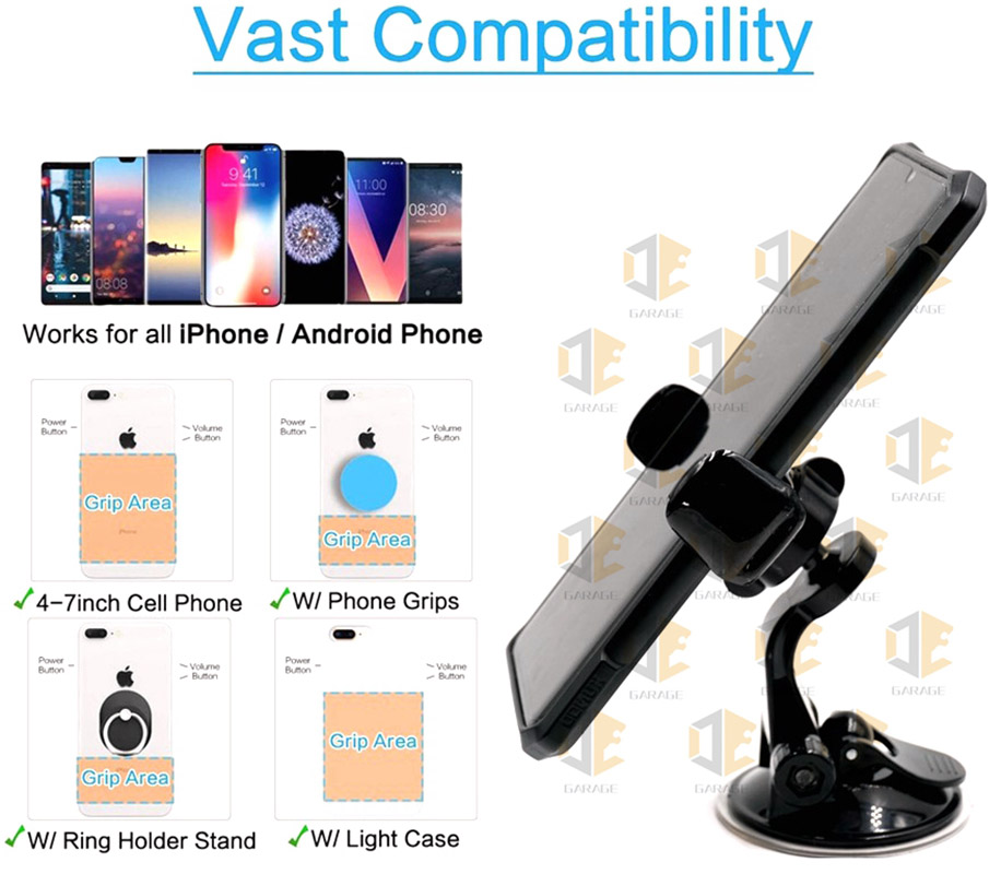 车载手机支架/仪表盘手机支架/挡风玻璃支架/通用手机支架白底实物图