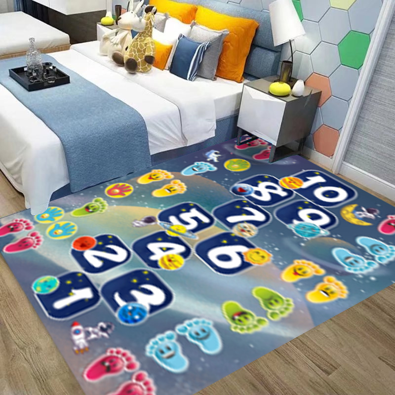 Children Jumping Mat Living Room Crystal Velvet Material Printed Floor Mat Bedroom Coffee Table Mat Large Carpet Puzzle Game Mat Large Carpet Application Scenario