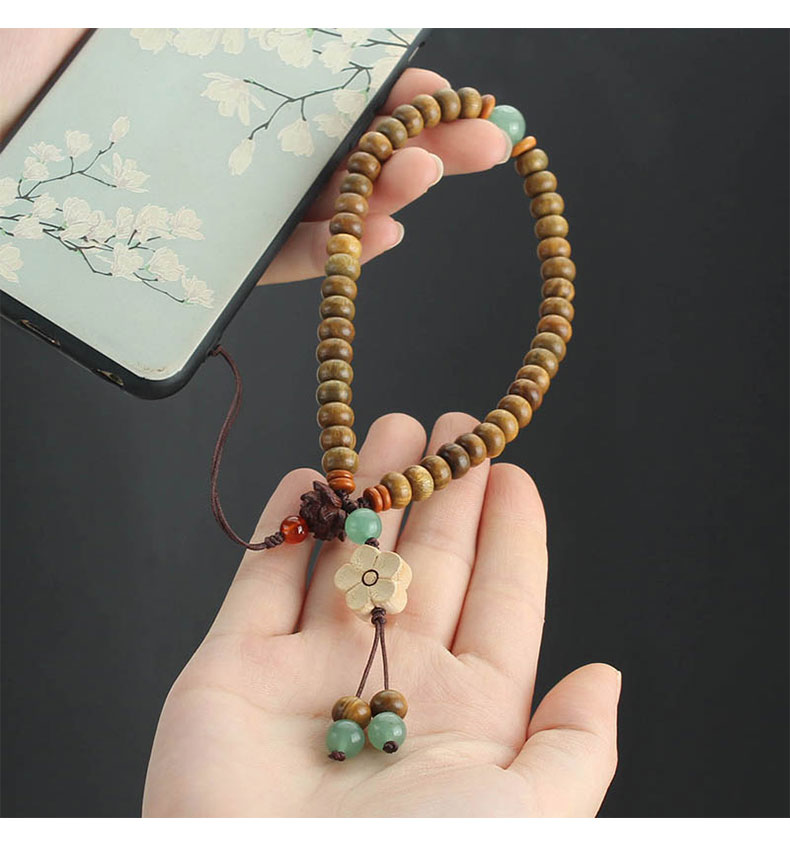 中国风黑檀木手机链莲花木质木珠手机挂绳女高档檀香木可拆卸创意手机饰品挂件防丢手腕绳复古民族风挂饰跨境旅游景区手机饰品批发详情11