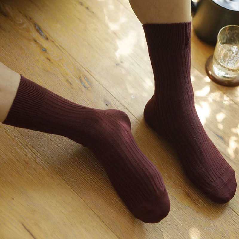 喜朗登春秋季精梳棉男士中筒袜 双针筒提花休闲男袜 厂家批发2205详情5