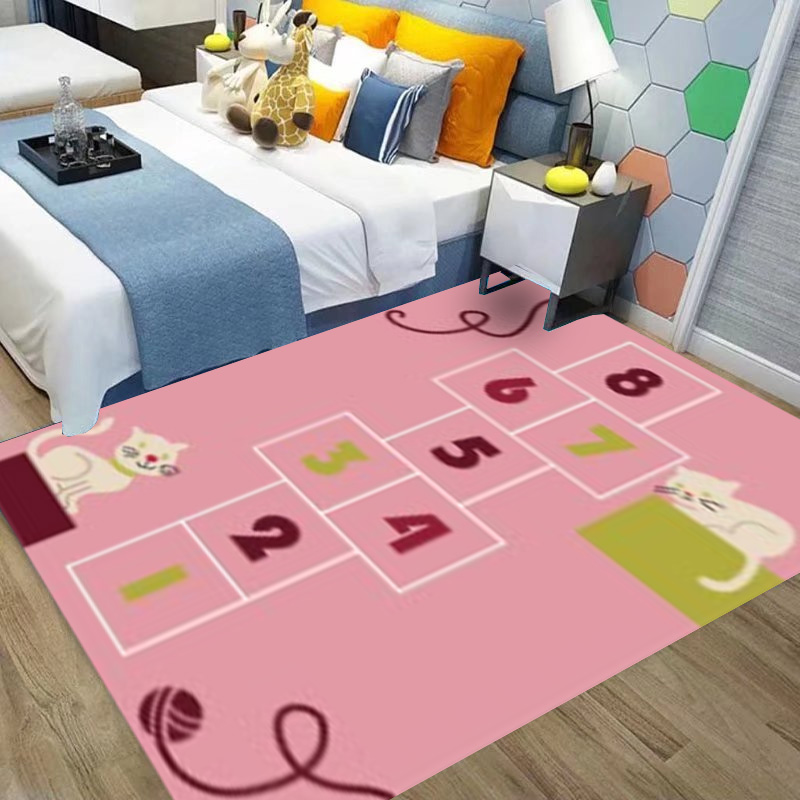 Children Jumping Mat Living Room Crystal Velvet Material Printed Floor Mat Bedroom Coffee Table Mat Large Carpet Puzzle Game Mat Large Carpet Specification drawing
