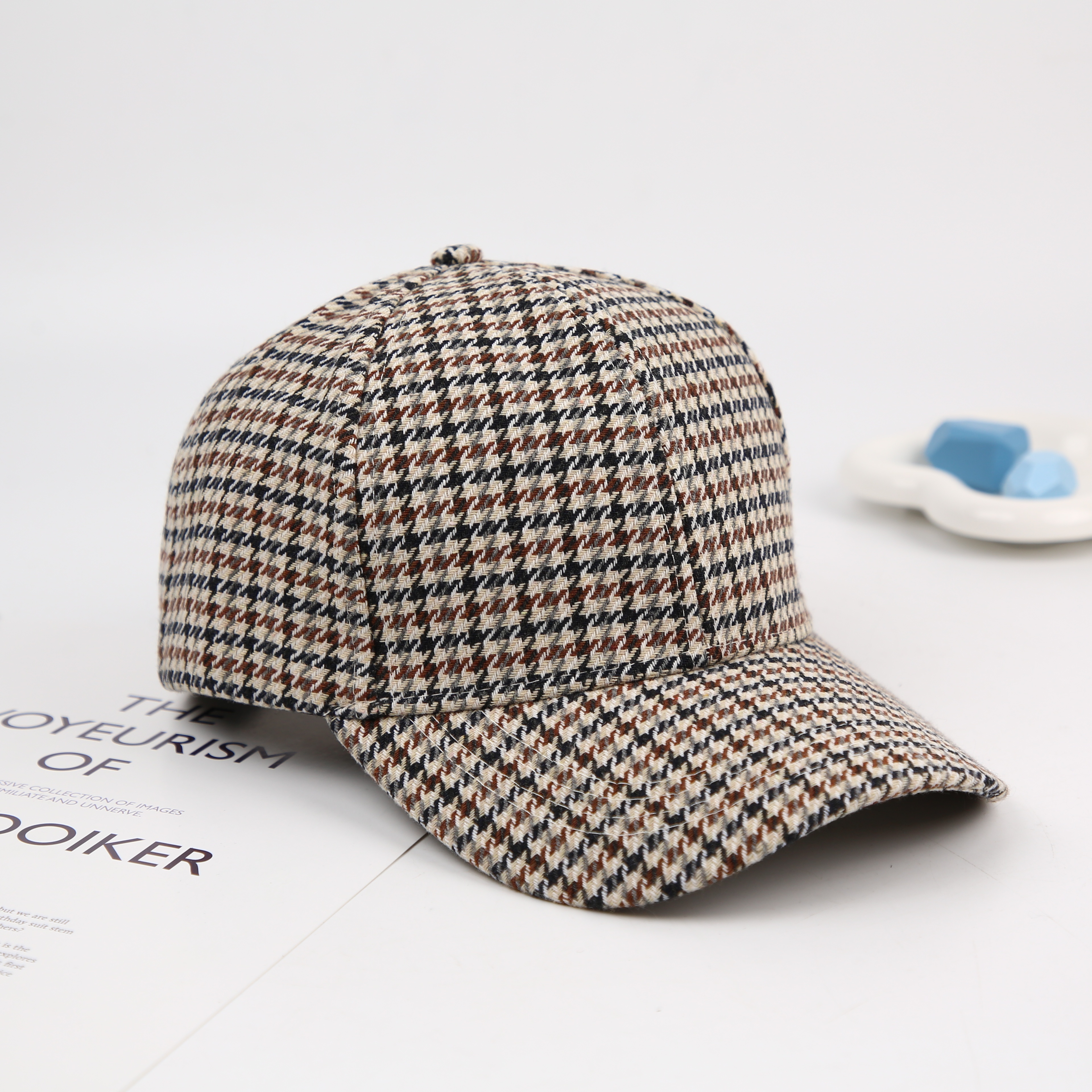Spring And Autumn Foreign Trade New Thousand Bird Grid Baseball Cap Men And Women High-Grade Fashion Shade Hat Casual Plaid Cap Specification drawing