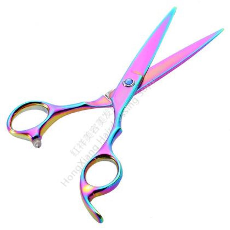 Electroplated broken hair 6-inch color hair scissors Barber scissors Flat scissors bangs scissors Teeth scissors thin scissors