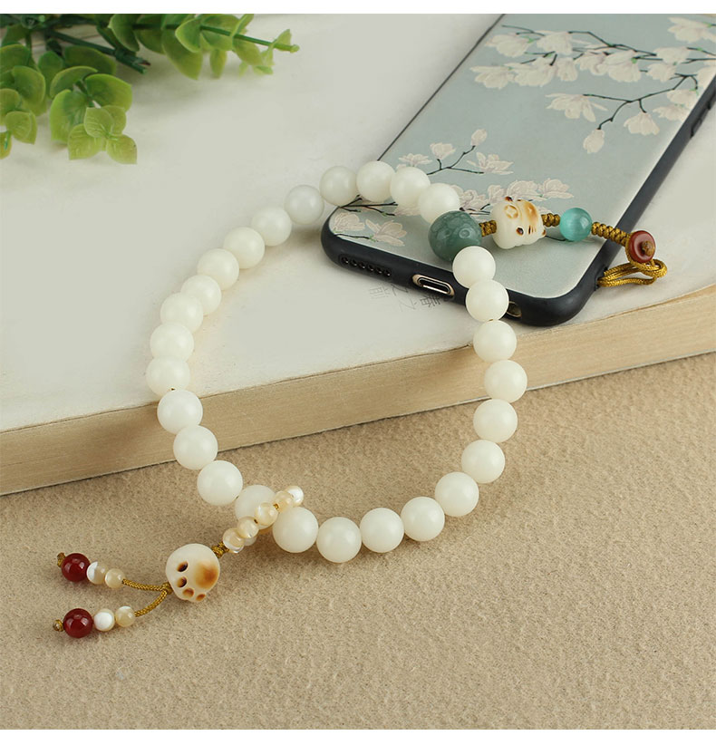 中国风白玉菩提短款手机链挂件跑环防丢挂饰品中国风白玉菩提短款手机链挂件跑环菩提根猫爪手腕挂绳防丢挂饰品详情11