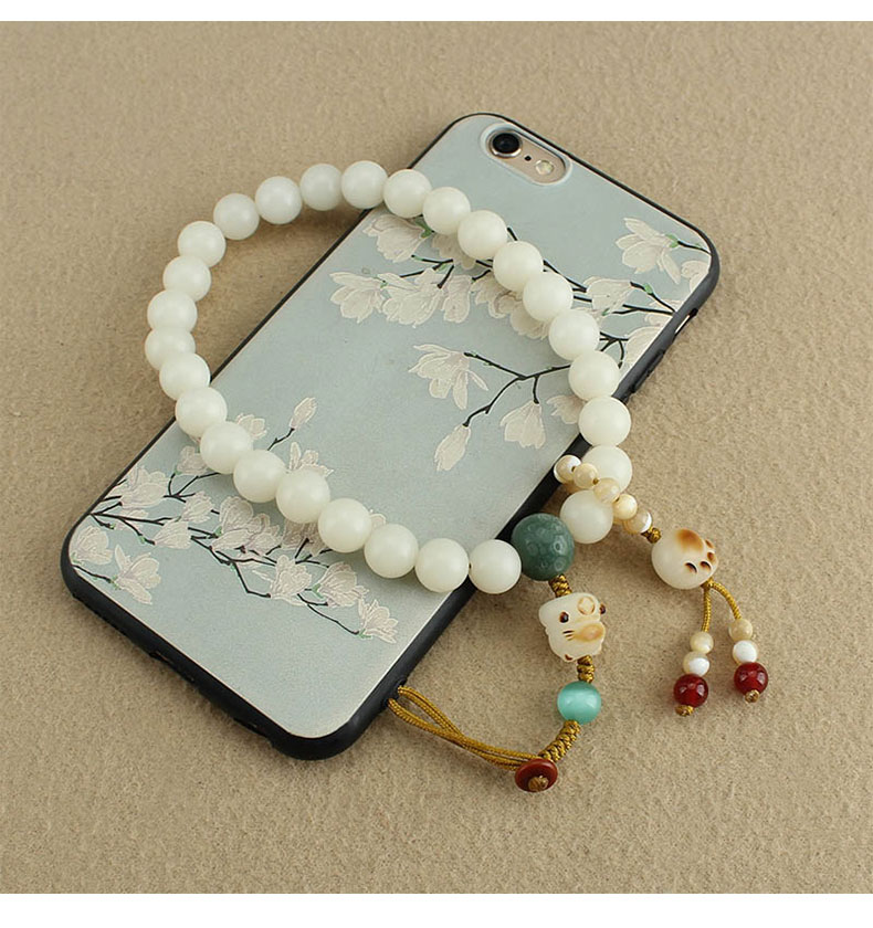 中国风白玉菩提短款手机链挂件跑环防丢挂饰品中国风白玉菩提短款手机链挂件跑环菩提根猫爪手腕挂绳防丢挂饰品详情13