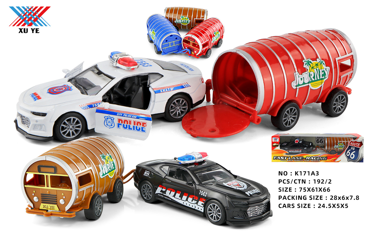 1:32 alloy toy Bumblebee police car towing RV Huili multi-door alloy model car gift collection Specification image