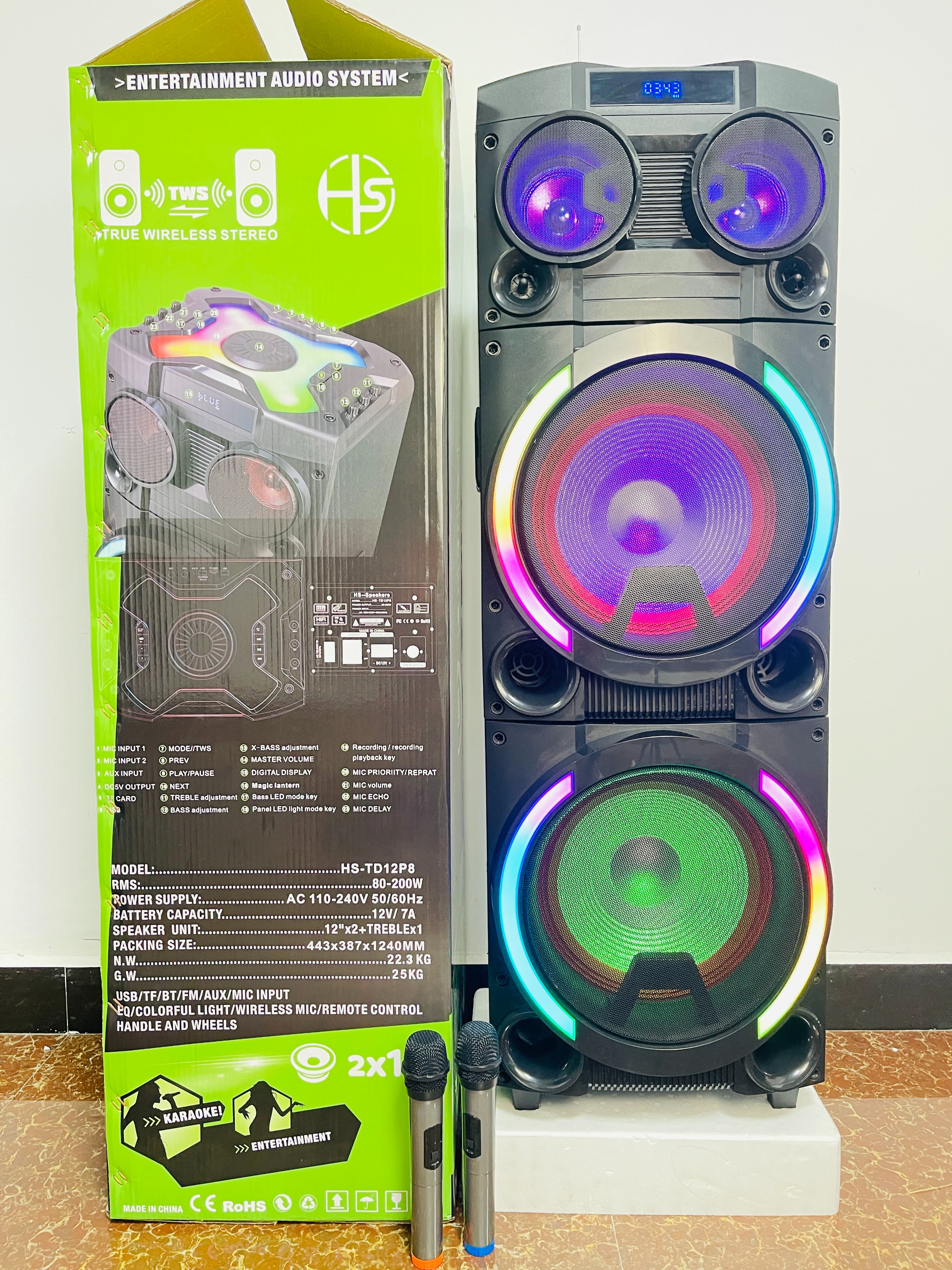 HS-TD12P8  2*12寸系列便携式音箱蓝牙无线音响收音机双无线麦详情6