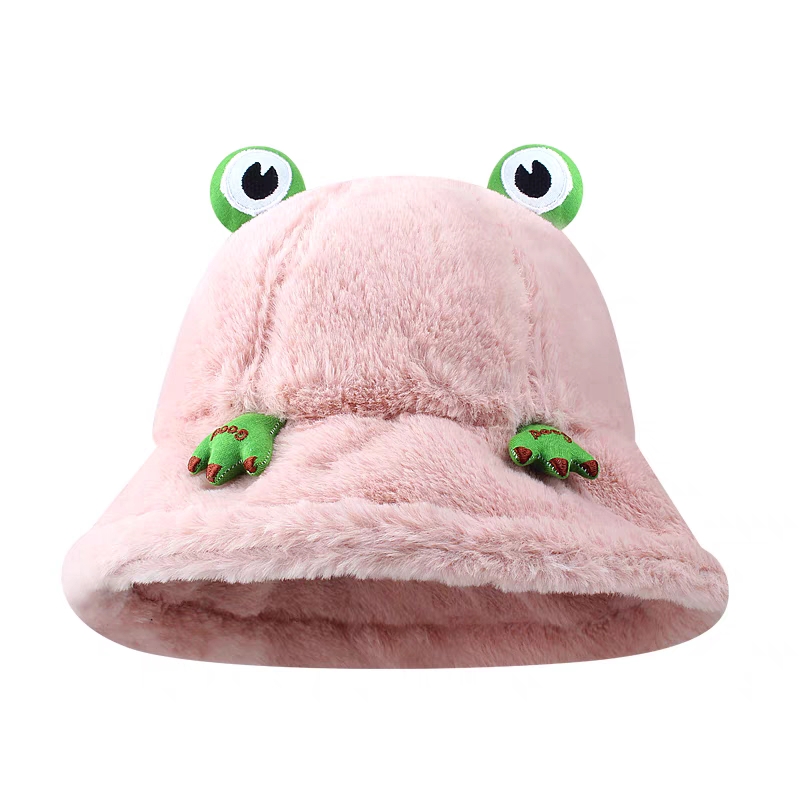 可爱青蛙帽子女秋冬韩版加厚毛绒渔夫帽卡通学生百搭保暖盆帽详情图6