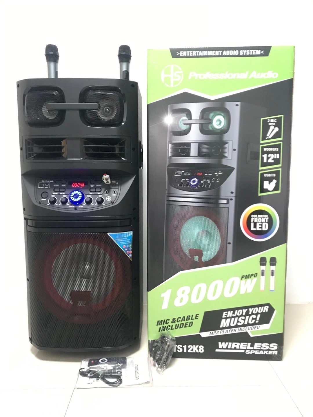   HS-TS12K8   12寸系列便携式音箱蓝牙无线音响收音机双无线麦详情图3