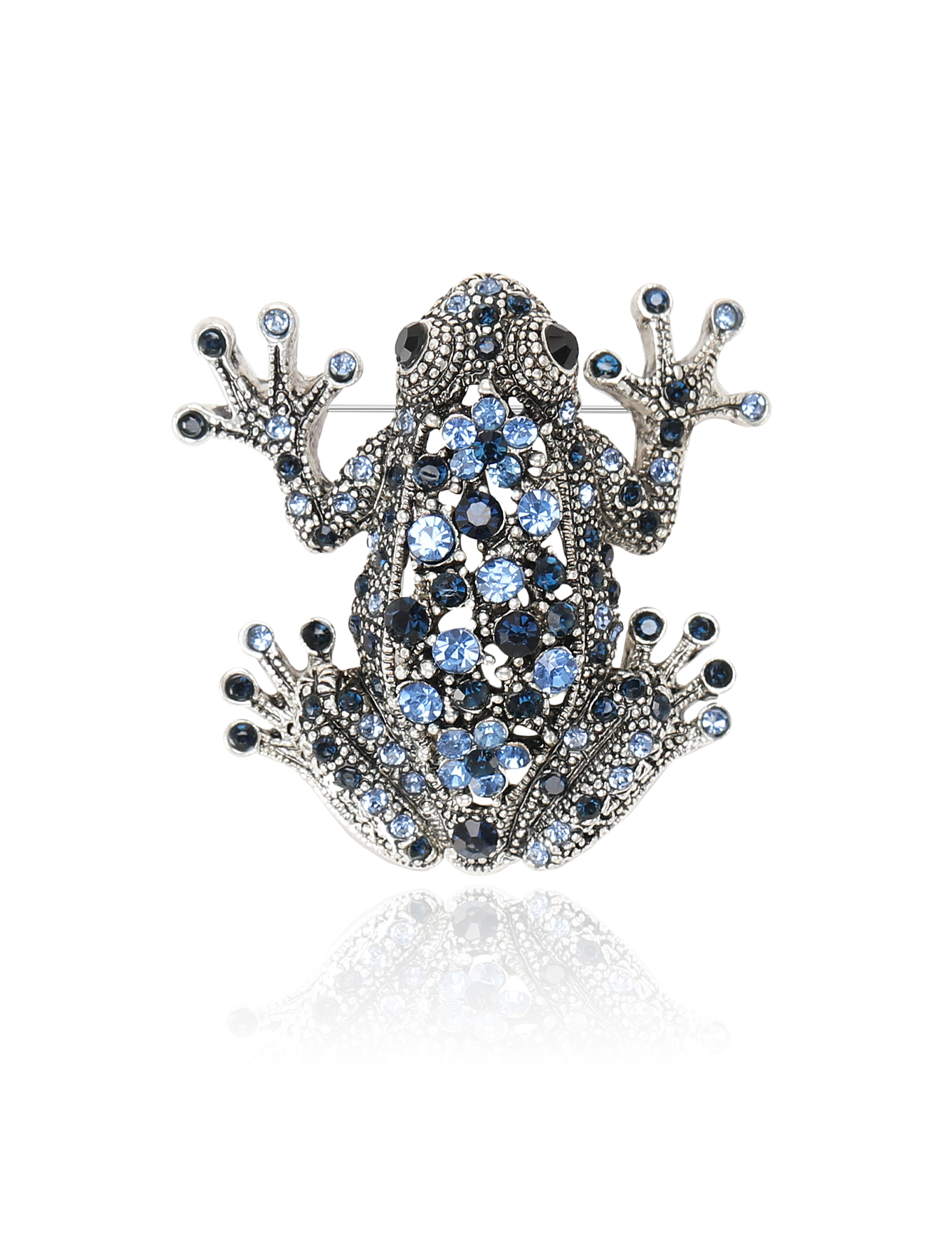 Frog brooch, clothing pin, metal rhinestone, fashionable brooch, personalized ins clothing accessory, new personalized cartoon brooch, fashionable alloy suit accessory, brooch, rhinestone, frog brooch, Korean version, popular brooch Item Picture