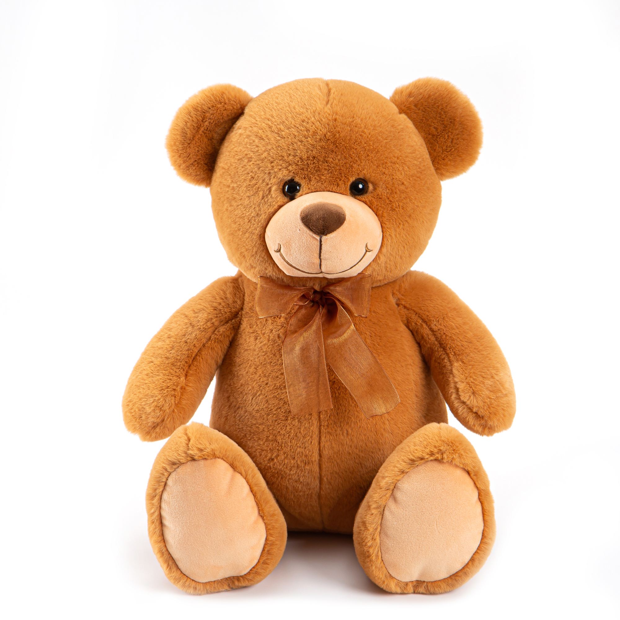 深棕色坐姿泰迪熊含领结细腻手感填充物足