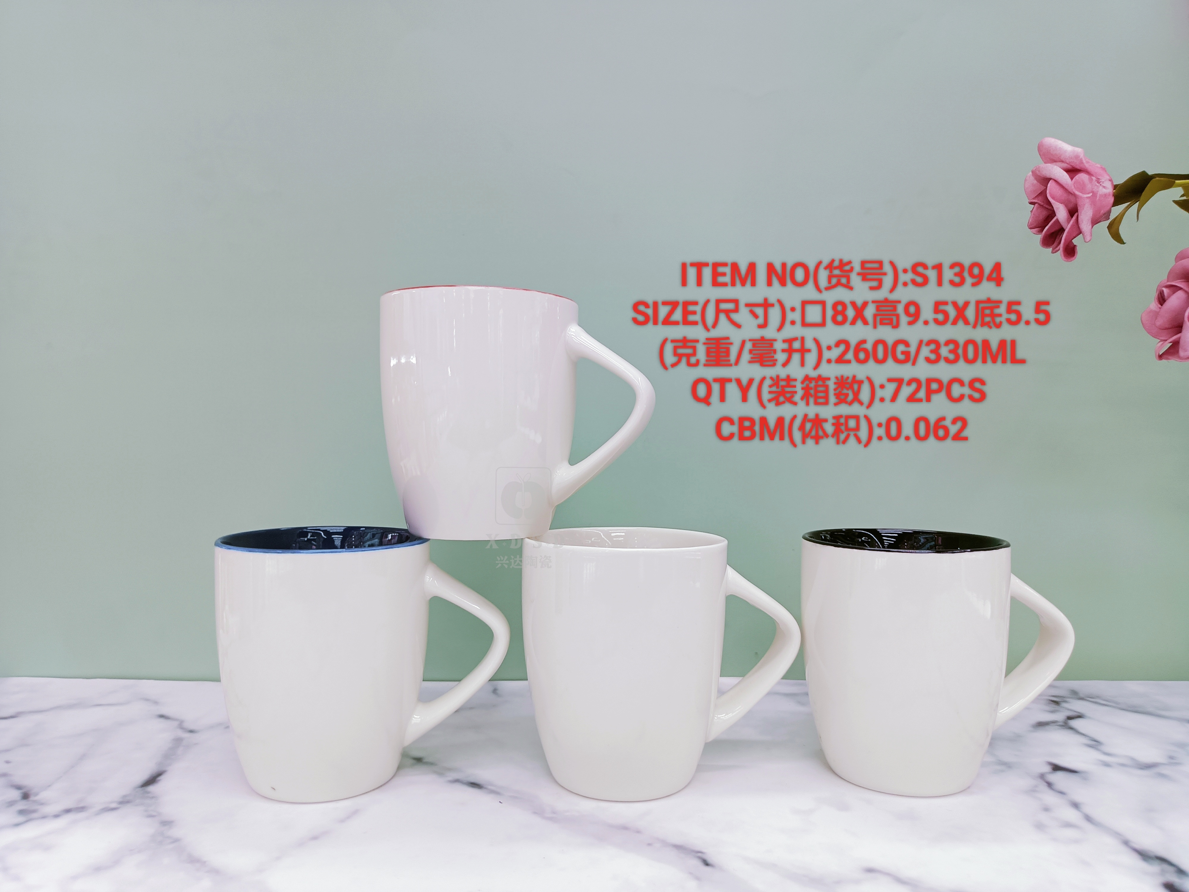 外贸专供 直销陶瓷创意个性潮流新款时尚水杯色釉浮雕竖条鼓形杯 S1394详情1