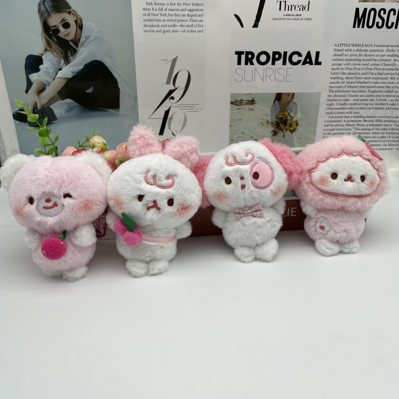 Cute girl heart plush doll key chain powder powder alliance bunny pendant car key chain pendant wholesale
