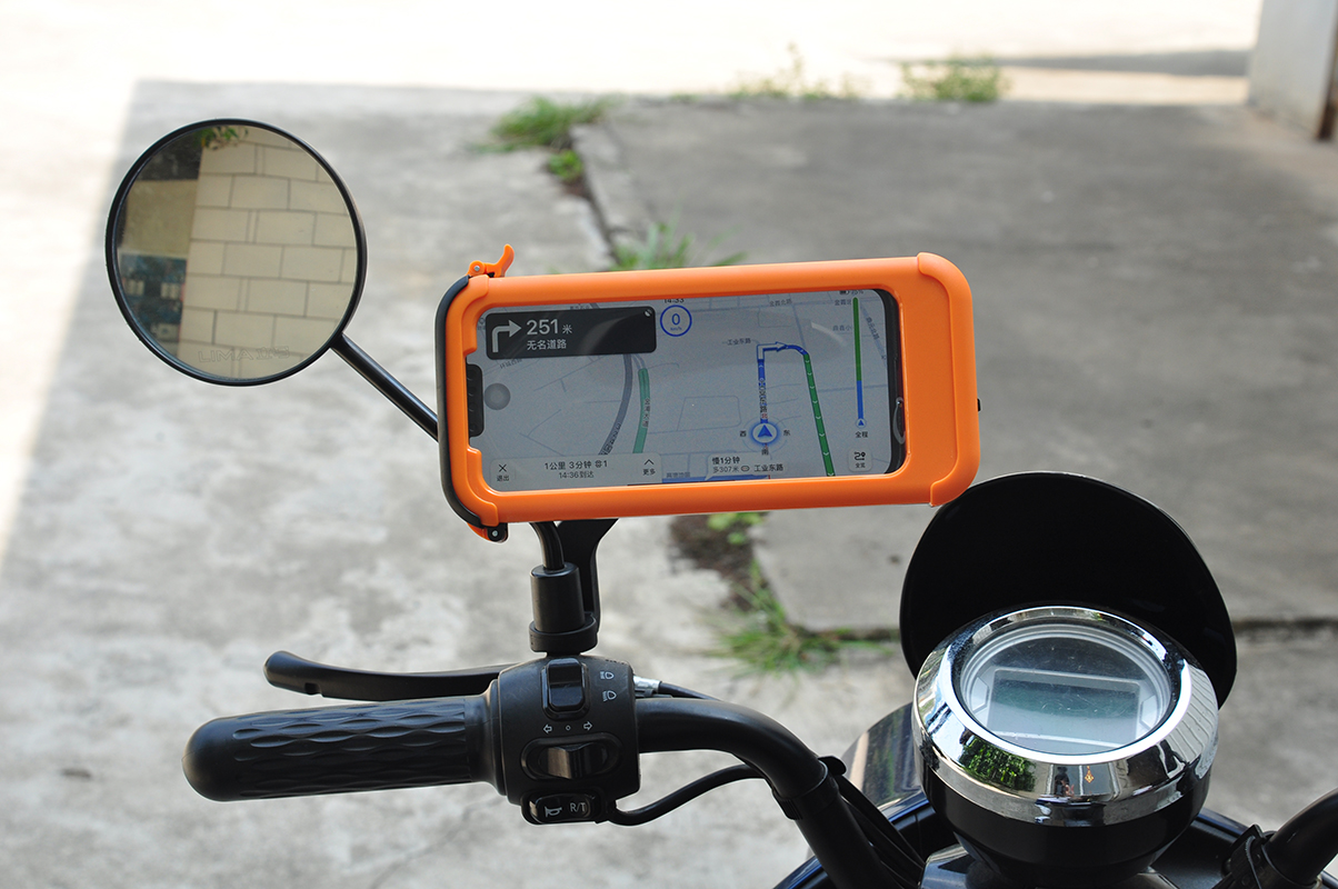 摩特车自行车手机支架白底实物图