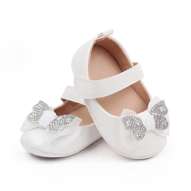 Baby Girl Shoes Cute Bowknot Design Mary Jane Style Anti Slip PU Shoes for 0-18M Baby Girl Specification drawing