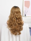 Amazon factory direct sales hand-woven lace wig head cover, high-temperature silk long curly hair blonde wig Item Picture