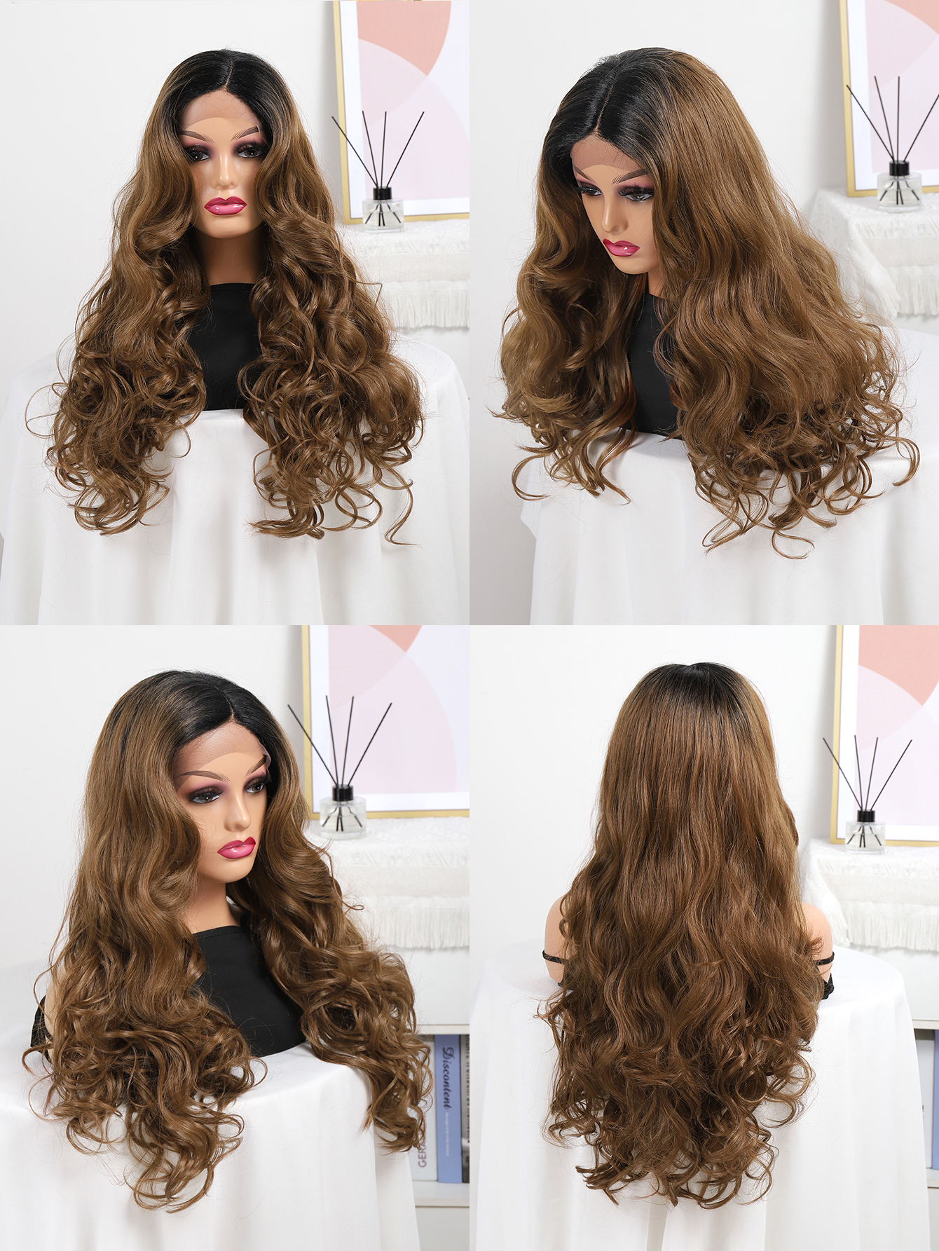Amazon hand-woven front lace wig, high-temperature silk long curly hair 360 lace wigs vendor