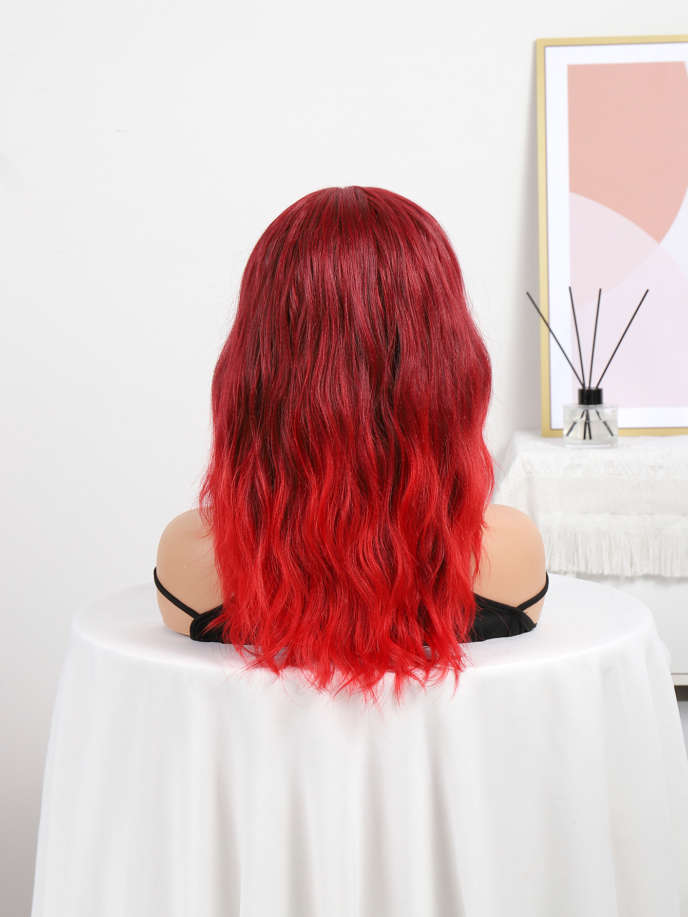 Cross-border European and American long curly hair, brownish red on top dyed 360 lace wigs vendor Item Picture