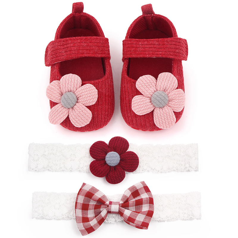 baby girl soft cotton wool knitting cute flower shoes with hairband 2 piece set Application Scenario