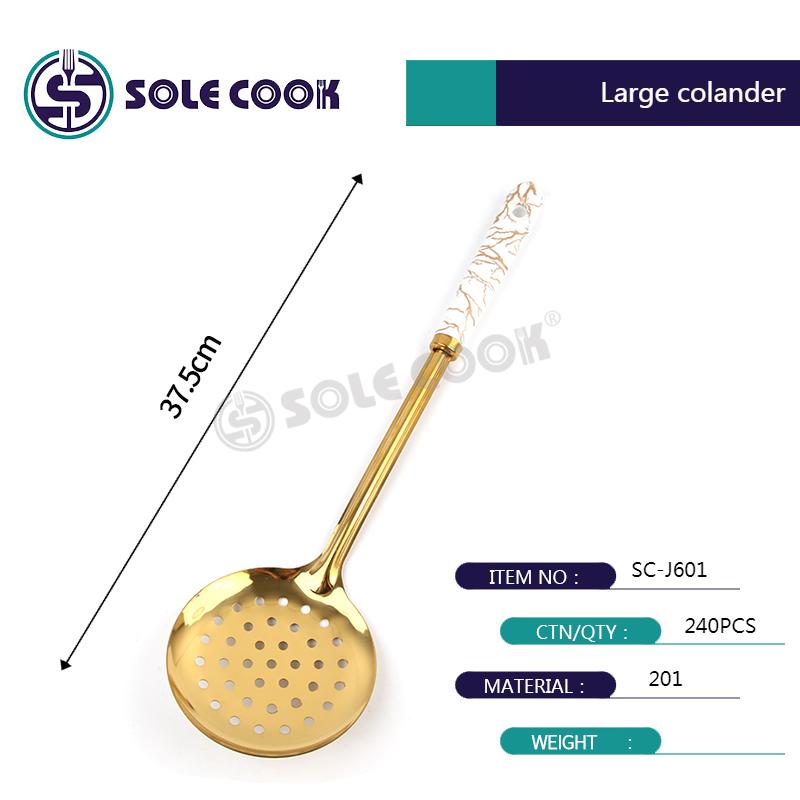 sole cook传统工艺精美SC-J601系列不锈钢厨房烹饪锅铲汤漏勺厨具套装详情7