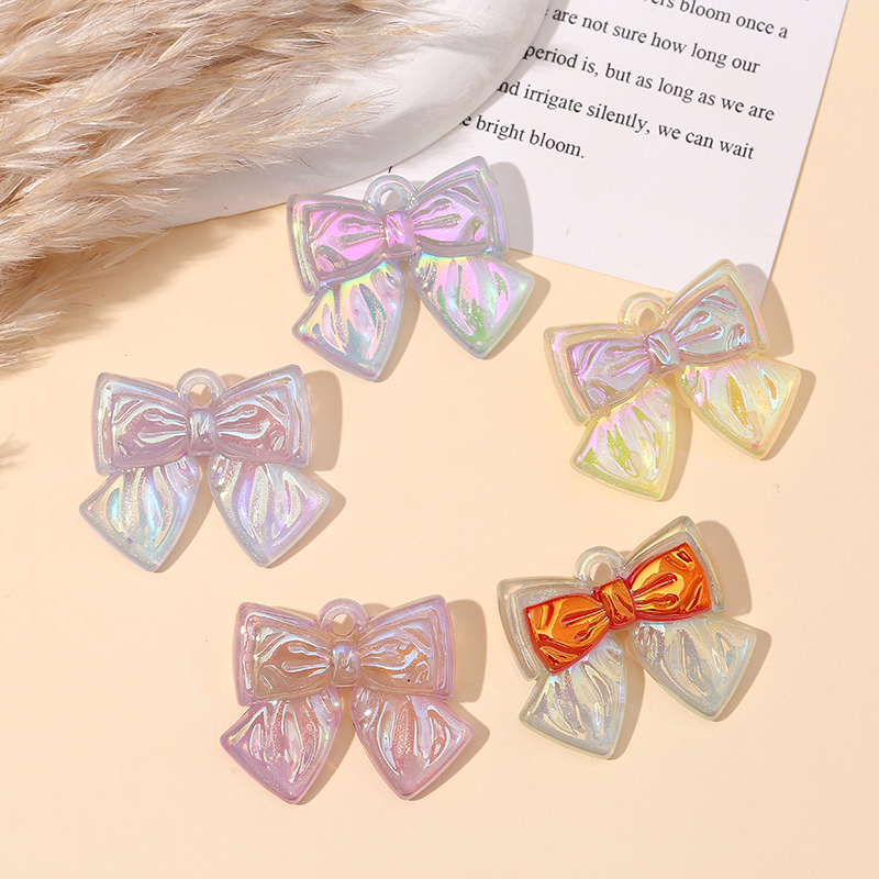 马贝夜光吊孔双拼蝴蝶结DIY配件手机链配件箱包配饰