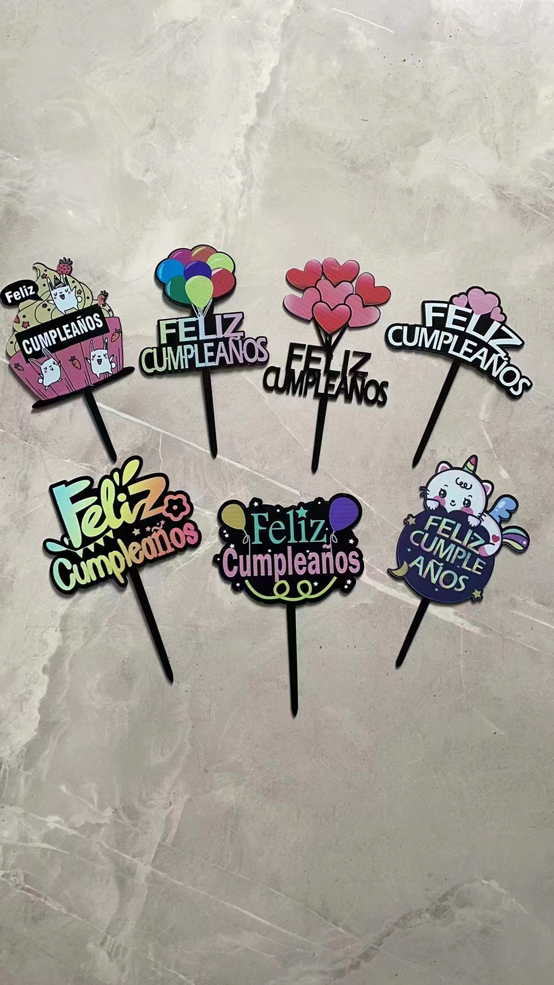 New Western-language birthday cake decoration, golden glitter crown digital acrylic cake insert, baking dessert decoration plug-in details Picture
