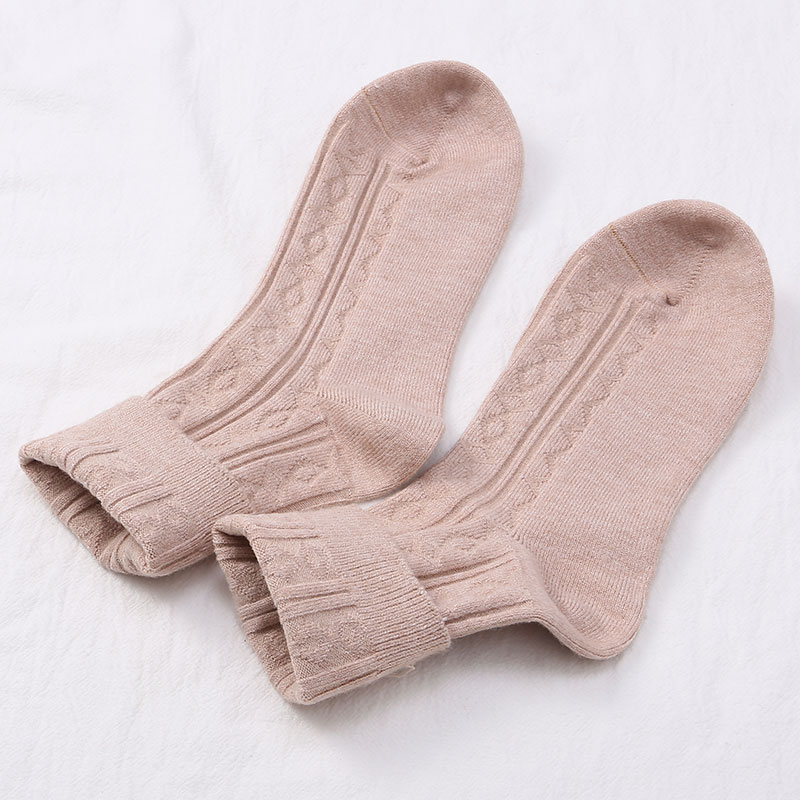 中筒袜/双针女袜/喜朗登白底实物图