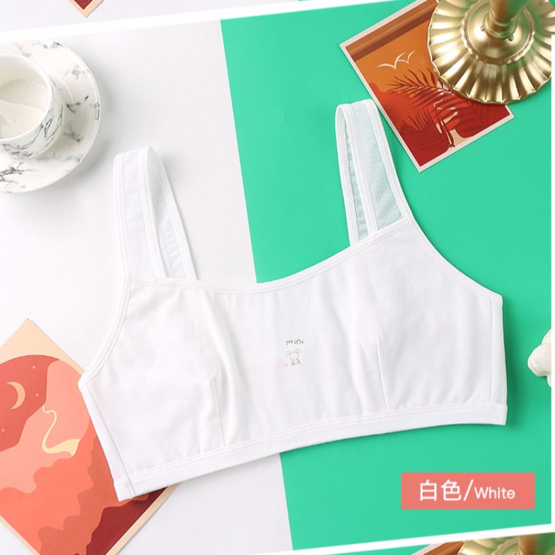 Fixed double shoulder strap teenage vest, cute printed, sexy, transparent shoulder strap wrap around the chest, growth period bra vest without underwire Item Picture