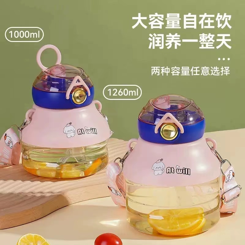 大容量水杯女儿童学生塑料运动水壶耐高温吸管杯夏季大肚杯详情图3