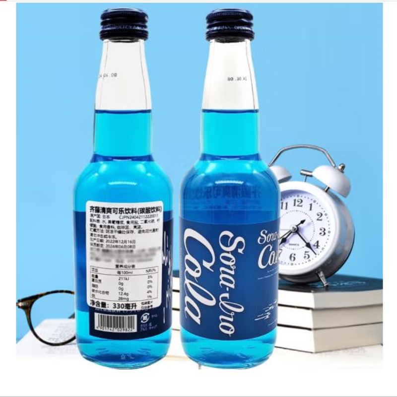 齐藤蓝色可乐日本进口 玻璃瓶网红蓝色可乐广岛汽水 330ml蓝色可乐广岛汽水碳酸饮料详情图4