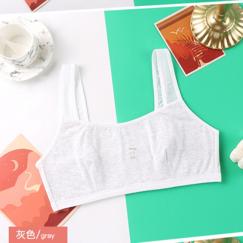 固定双肩带少女背心 可爱印花性感透明肩带裹胸发育期无钢圈文胸背心详情8