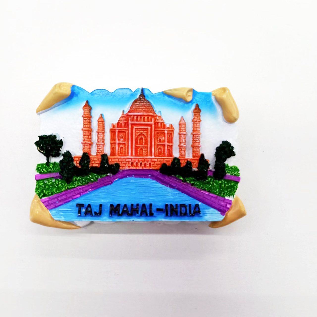 厂家直销现货 外贸3D立体彩绘树脂冰箱贴 印度泰姬陵跨境磁性冰箱贴
