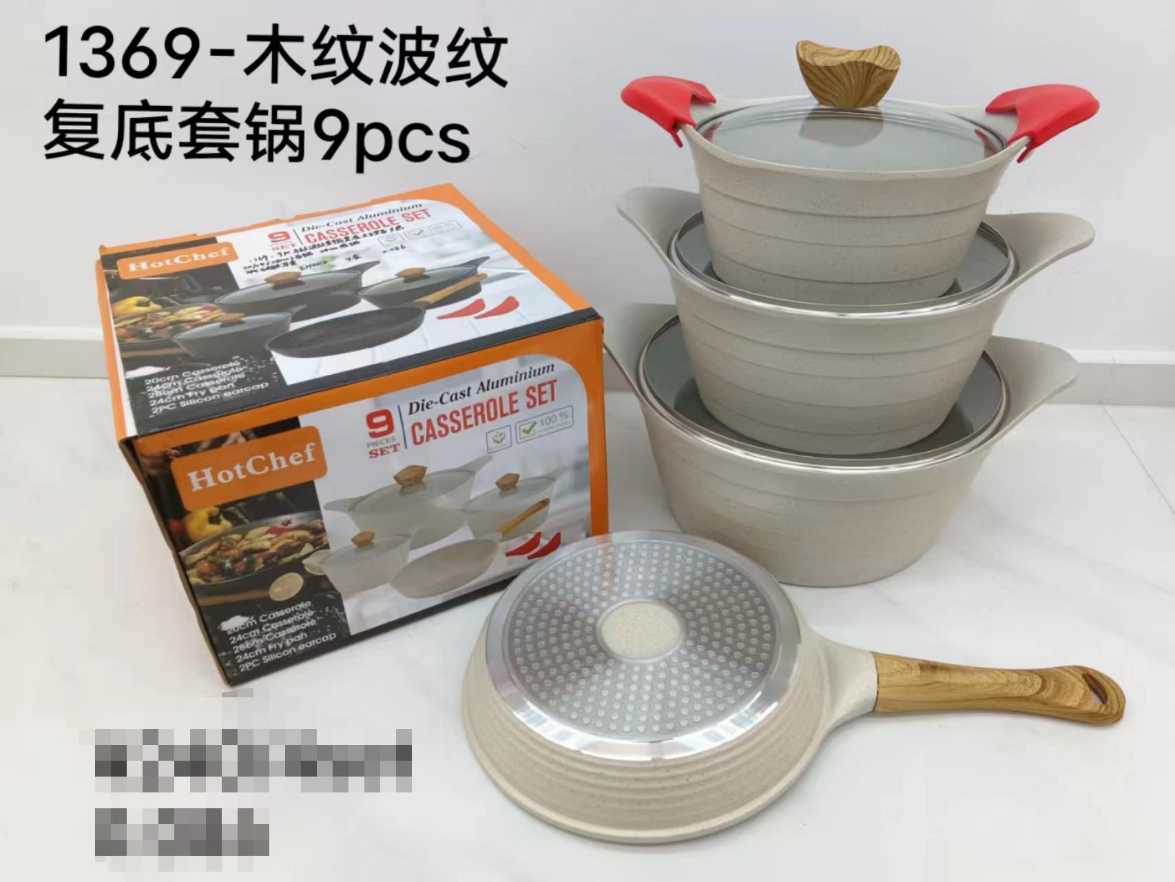 A mixed set of three colors: soup pot, milk pot, frying pot and marble Application Scenario