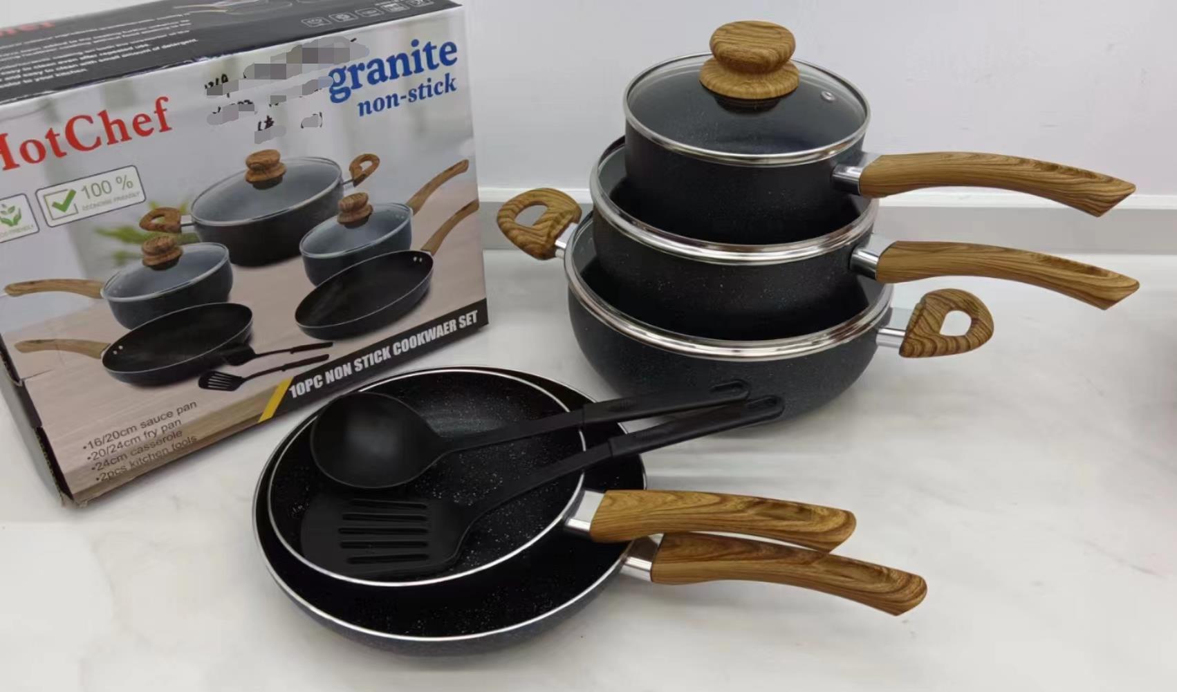 A mixed set of three colors: soup pot, milk pot, frying pot and marble Specification image