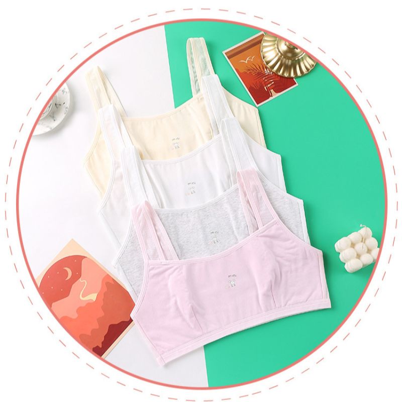 固定双肩带少女背心 可爱印花性感透明肩带裹胸发育期无钢圈文胸背心详情11