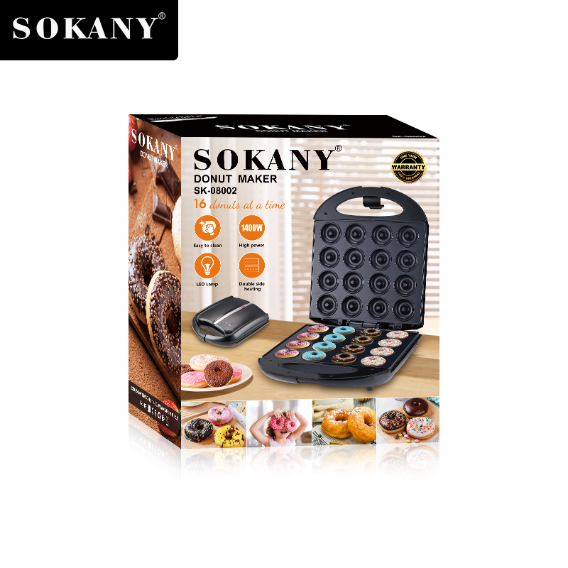 外贸SOKANY08002甜甜圈机蛋糕机甜品点心16孔面包机DONUT MACHINE详情图3