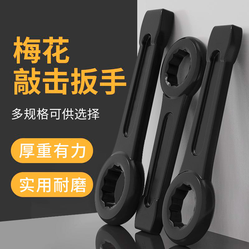 Wholesale hardware tools Straight handle heavy box wrench Knock die forging Knock box 45 steel open end wrench details Picture