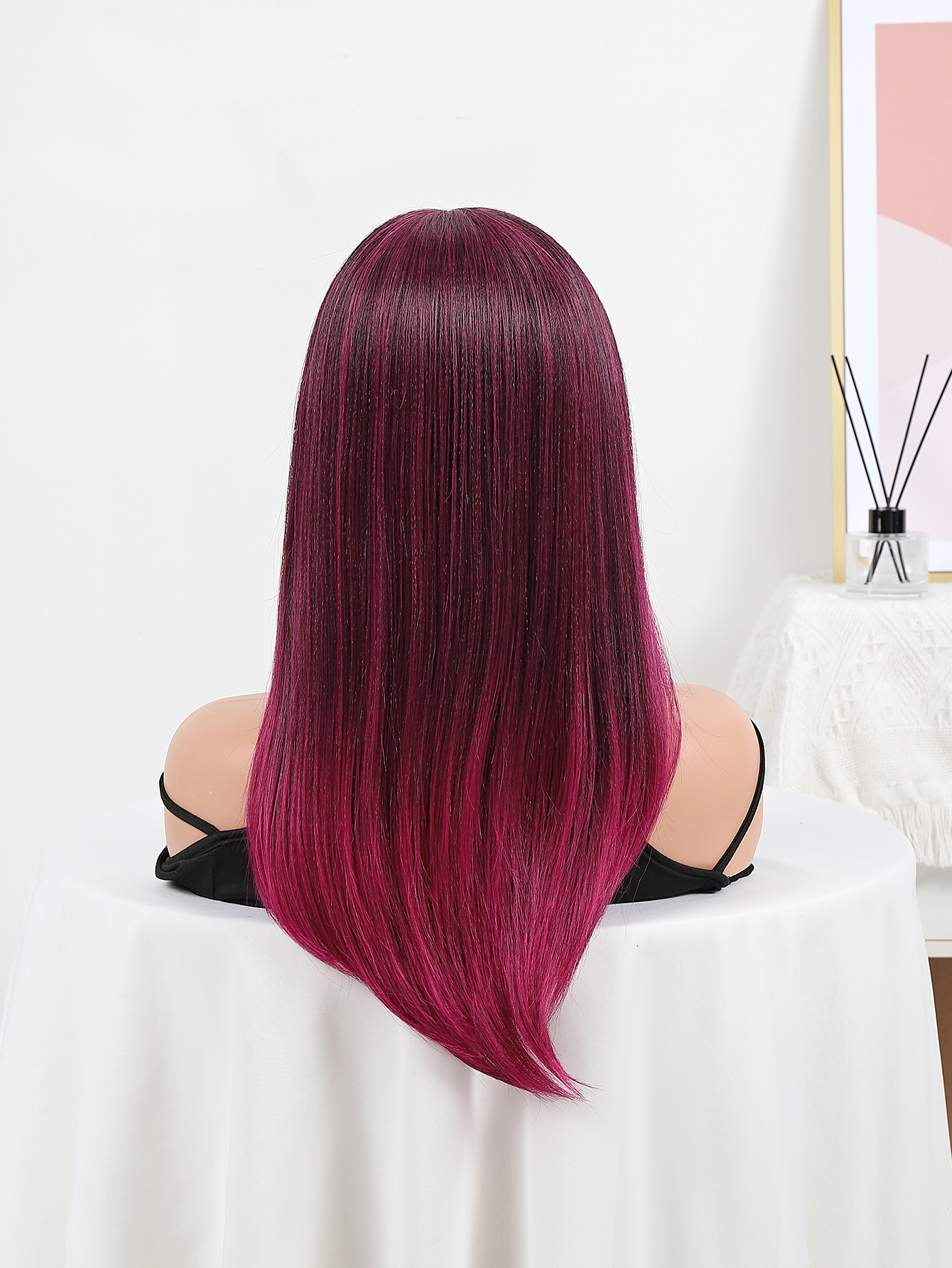 Europa y américa pelucas Señora Teñido negro gradiente rojo medio corte largo recto fabricante de cabello en stock al por mayor cabello wigs Application Scenario