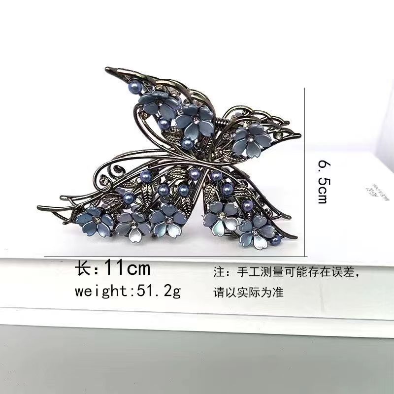 头饰蝴蝶花朵优雅发饰简约抓夹   发夹后脑勺网红新款发抓少女抓夹