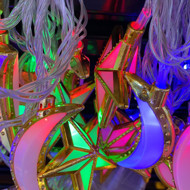 Festive Middle Eastern Arab atmosphere decorated LED string lights, noble moon, auspicious night, golden star iron art string lights Specification image