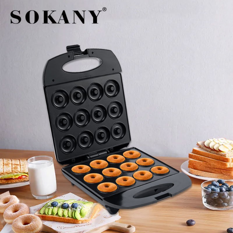 跨境出口SOKANY821甜甜圈机家用12孔蛋糕机轻食甜品点心面包DONUT MACHINE详情1